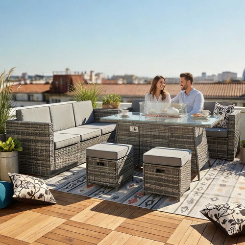 Seater rattan furniture set - 8-seater,