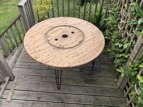Round cable drum top table - top,