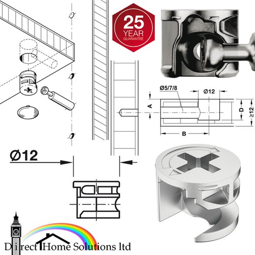 Hafele 12mm 5mm cam lock - x,