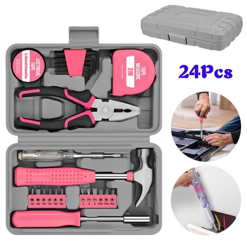 24pc household tool kit pink - 24pc,