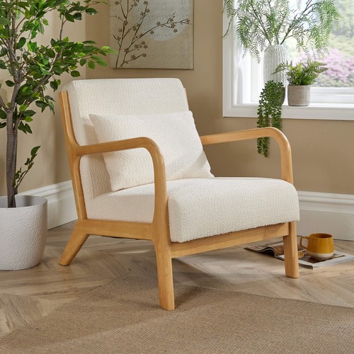 Boucle wooden armchair - boucle,
